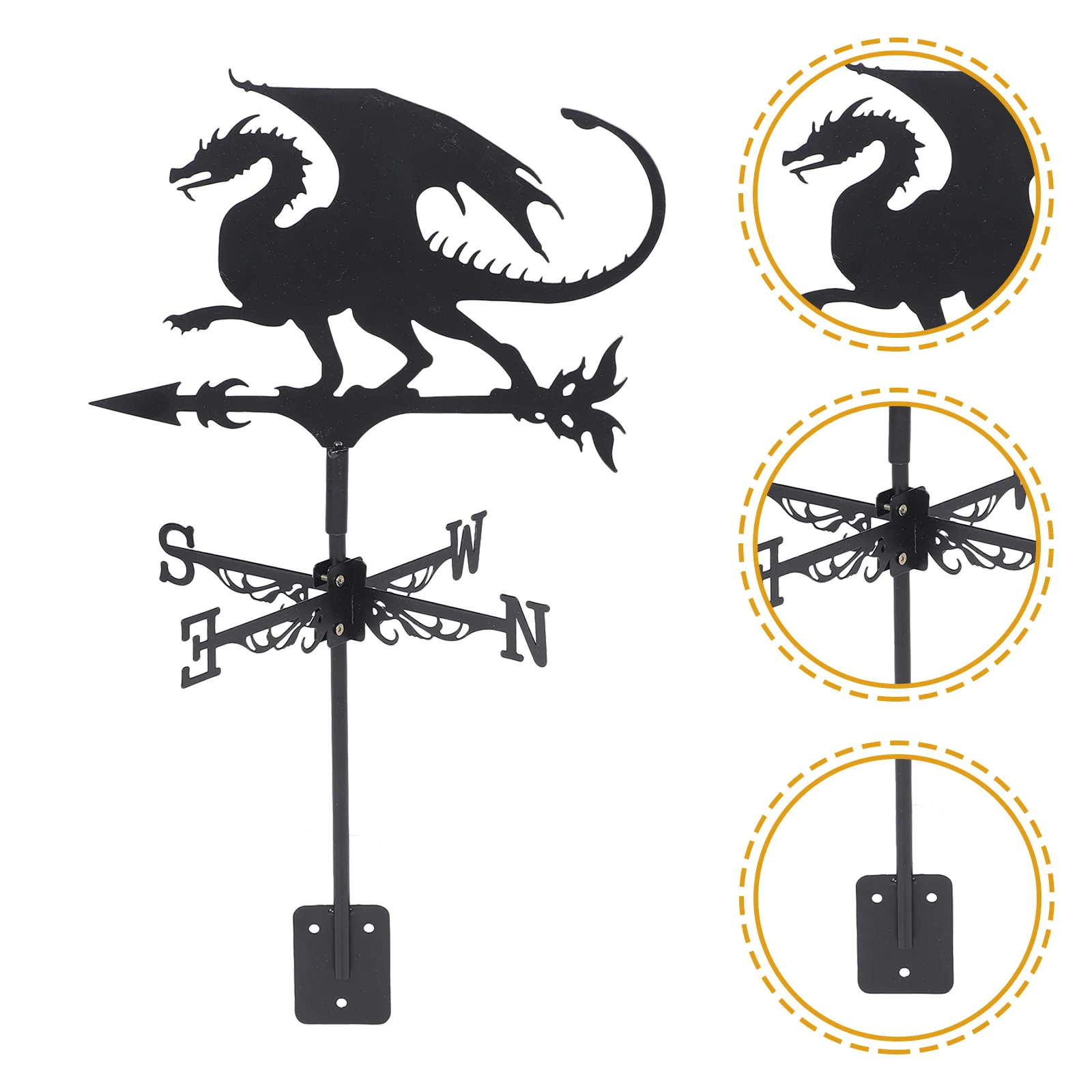 

Halloween Flying Dragon Farmhouse Weather Vane Roof Bracket Wind Direction Indicator Kit Outdoor Decor Rooster Iron Yard