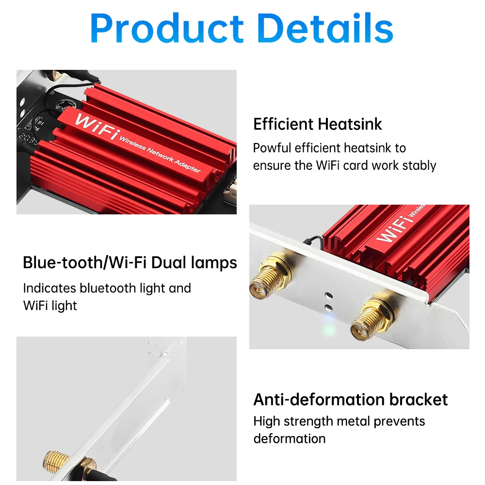 데스크탑용 AC1200 PCIe WiFi 카드 블루투스 5.1 Win10/11용 6dBi 안테나가 있는 듀얼 밴드 무선 네트워크 어댑터용 RTL8822CE