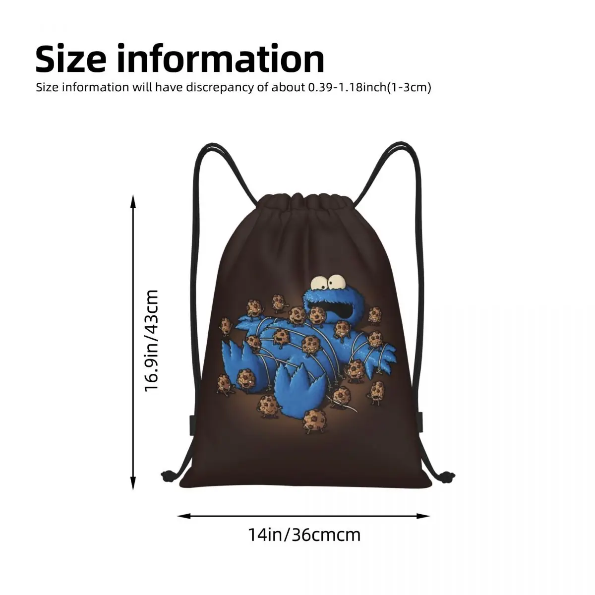 مخصص كوكي الوحش الرباط أكياس النساء الرجال المحمولة رياضة الرياضة Sackpack الأطفال التلفزيون التسوق تخزين الظهر #4