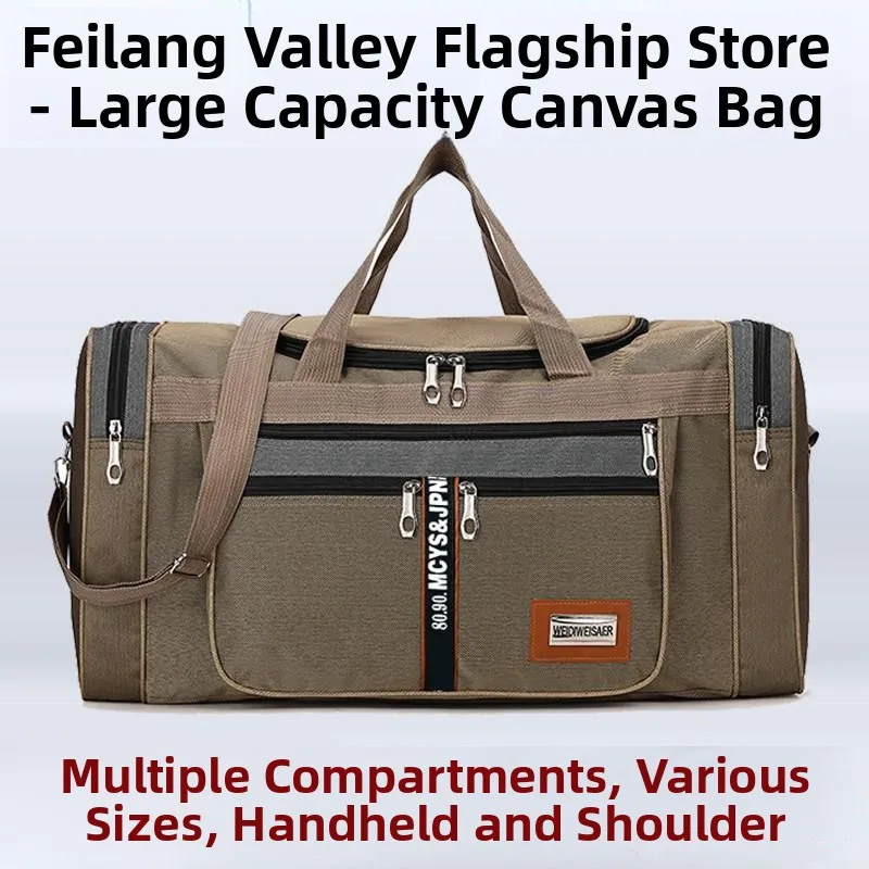 

Large Capacity Canvas Travel Bag Handheld Outdoor Retro Luggage Bag Unisex Workwear Clothing Single Shoulder Bag for Elderly