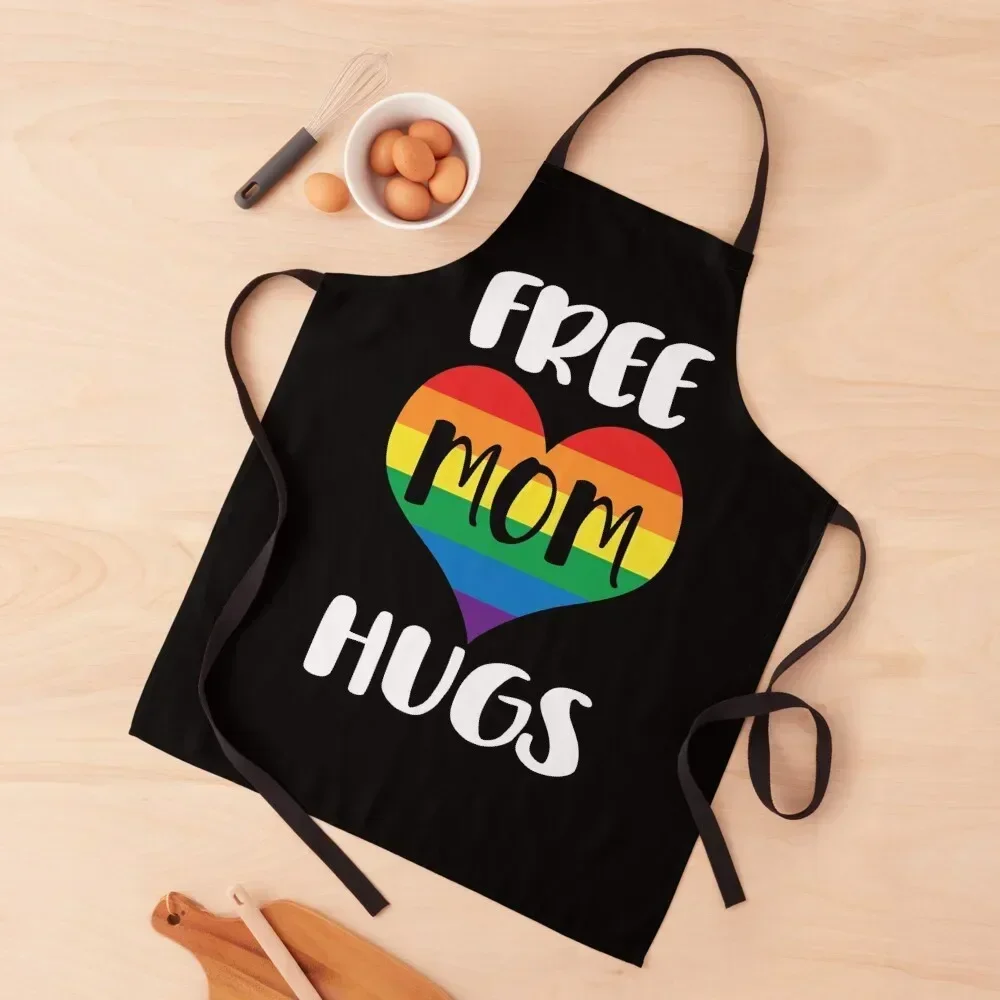 

Free Mom Hugs - White Text Apron Women's Kitchen Sexy For Kitchen Kitchen Chef Apron