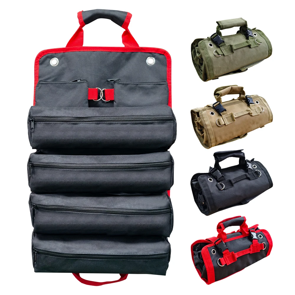 Multi-Pocket Roll-Up Tool Bag, Portable Small Tools Organizer for Carpenter/Plumber/Repairman