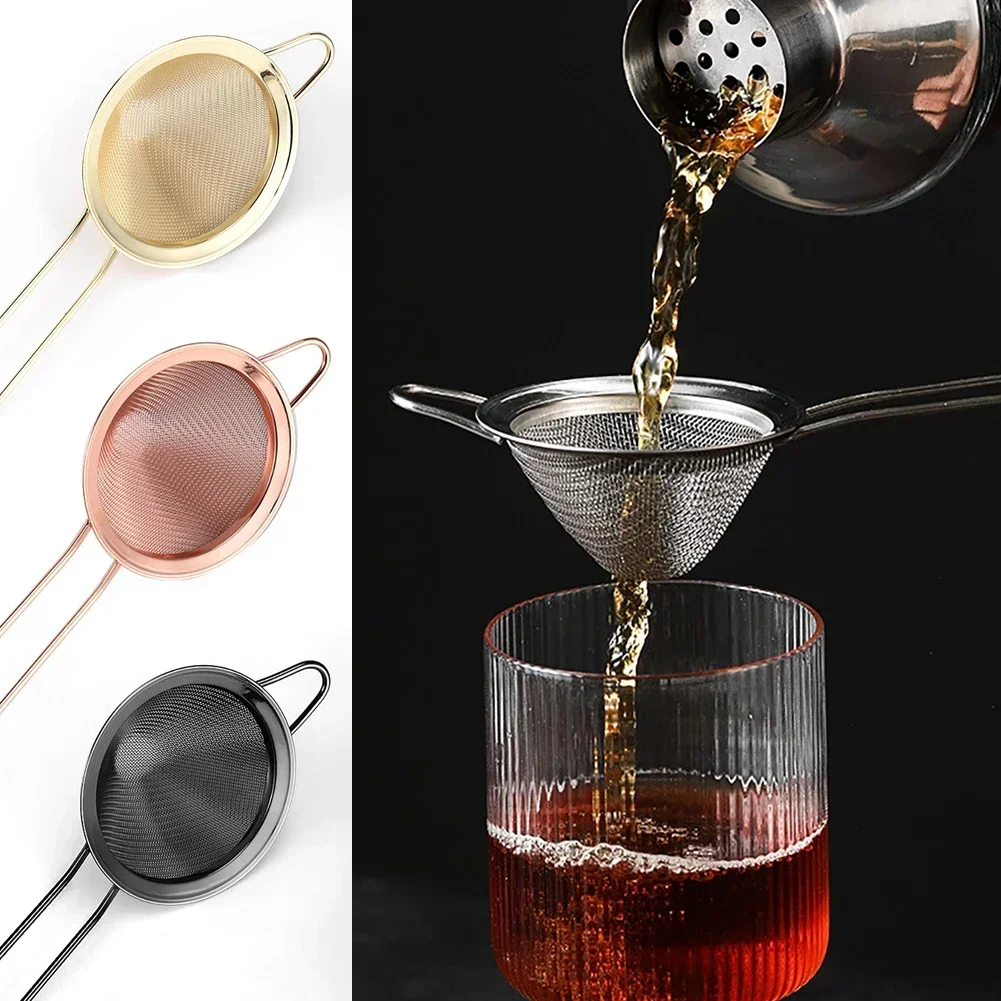 

Fine Mesh Strainer 304 Stainless Steel Conical Sieve Tea Strainer with Long Handle for Cocktail Bar Coffee Juice Filtering Tools