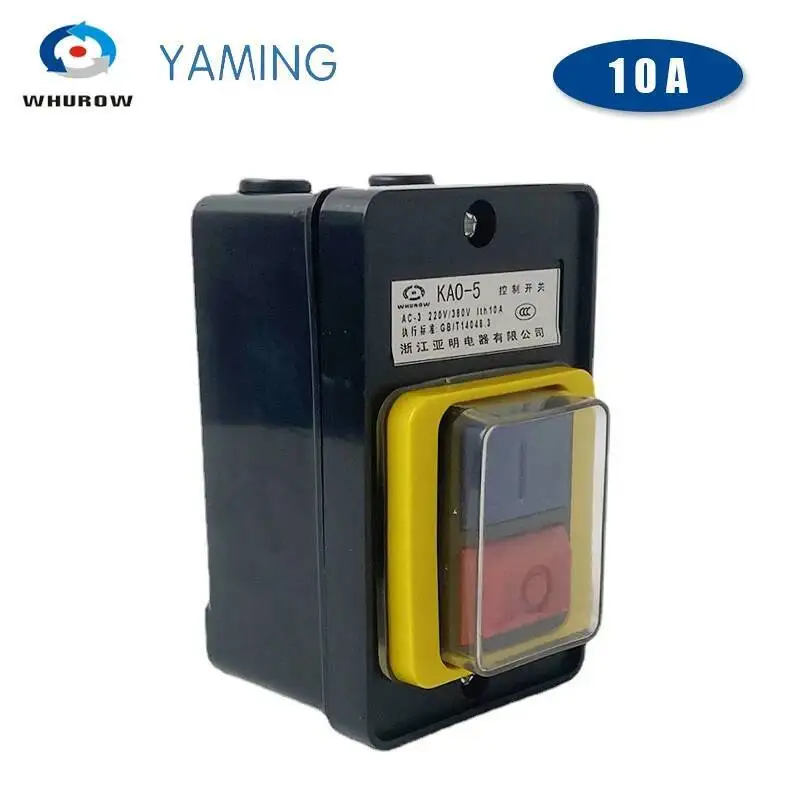 

KAO-5 KA0 Кнопочный переключатель Настольная дрель Вкл. Выкл. Самоблокирующийся сброс 10A 220 В/380 В Водонепроницаемый защитный ящик для режущего станка