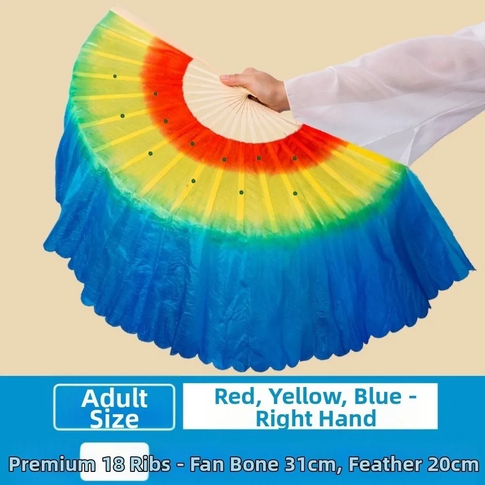 

31 см бамбуковая китайская короткая веер для танца живота 20 см полукруглая шелковая вуаль танцовщица тренировочные пары Yangko Dance бамбуковые веера разноцветные