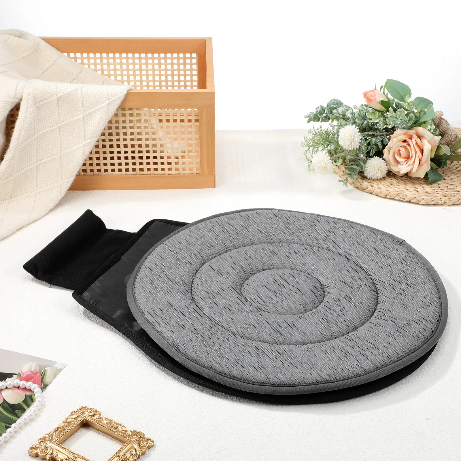 1Pcs Rotating Seat Cushion Soft Cloth Car Mat Non-Slip Swivel Chair Pad for Elderly Mobility Support Reusable Comfortable
