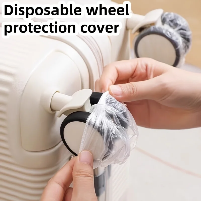 

100pcs Disposable Luggage Wheel Dust Covers Universal Waterproof Anti-Dirty Caster Sleeves Portable Suitcase Wheel Protector Reusable Dustproof Covers Keep Trolley Case Clean for Business Trip Outdoor Travel Home Storage Luggage Accessories