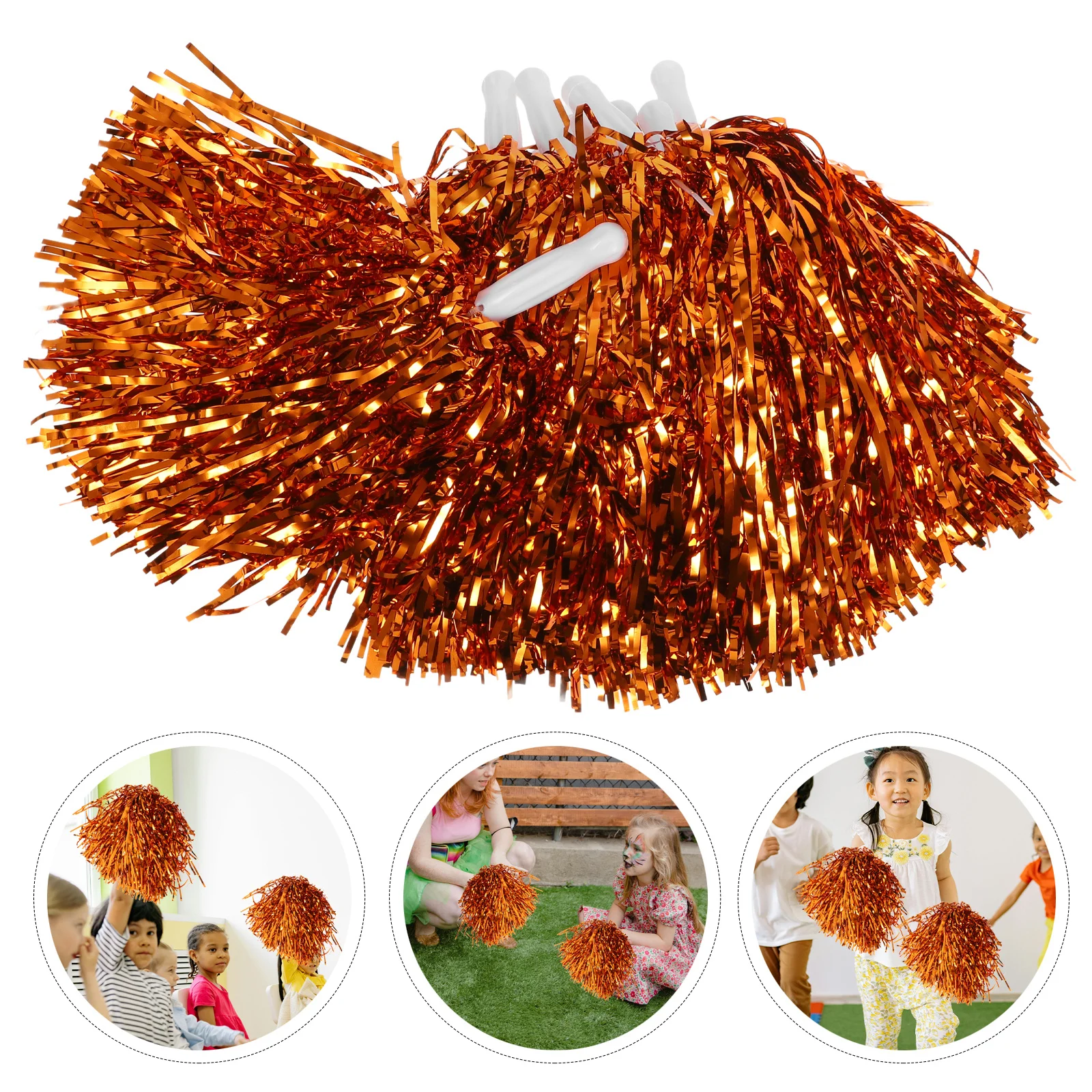 

10Pcs Cheerleader Pom Poms Durable Reusable Pet ABS Material Bright Colors for Sports Events Dance Competitions Parties