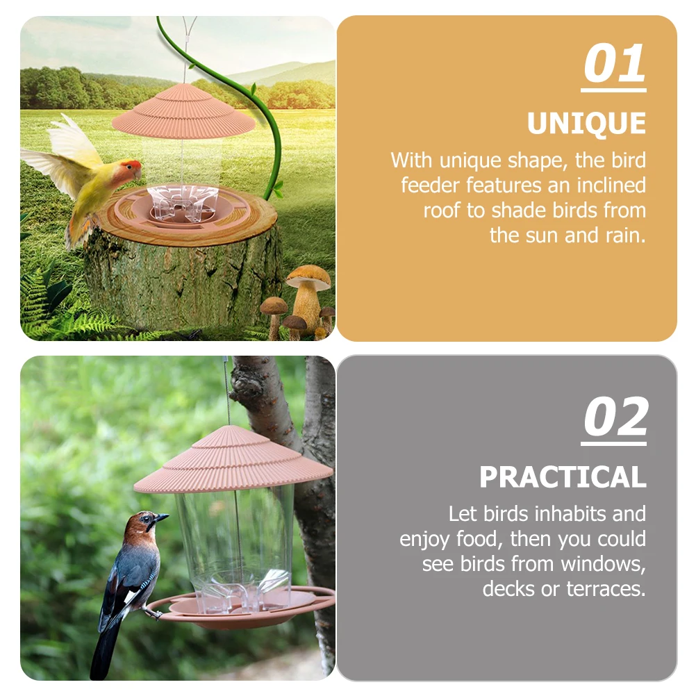 

Outdoor Bird Feeder ABS Material for Wild Birds Unique Shape Inclined Roof Shade Sun Rain Decorate Courtyard Garden Patio