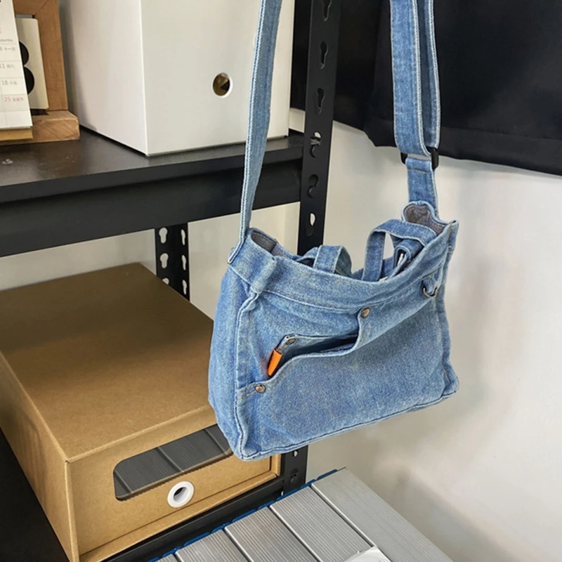 Umhängetasche mit Tasche, Jeansblau, Umhängetasche, Handtaschen für Regenschirm-Geldbörse