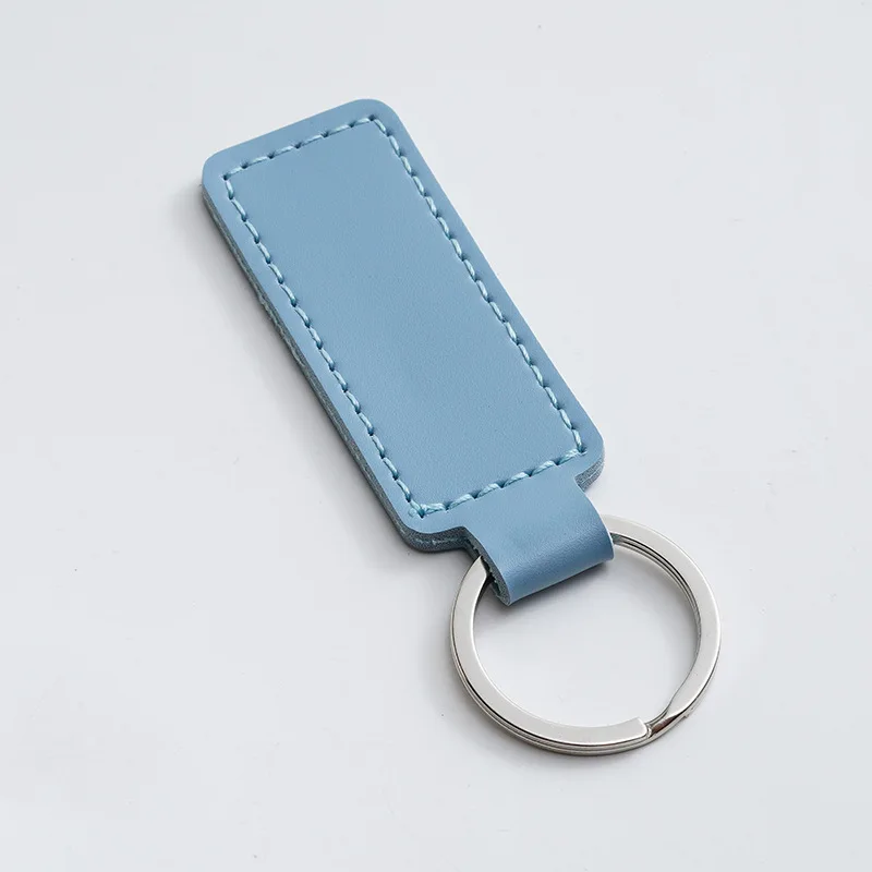 PU Leather Keychain Short Doublesided Car Thread Gift Metal Pendant Waist Strap Wallet Key Chain Simple Keyholder