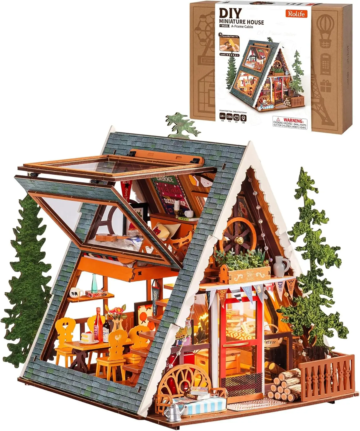 

DIY Miniature A-Frame Cabin House Kit for Teens and Adults, Perfect Birthday or Halloween Gift
