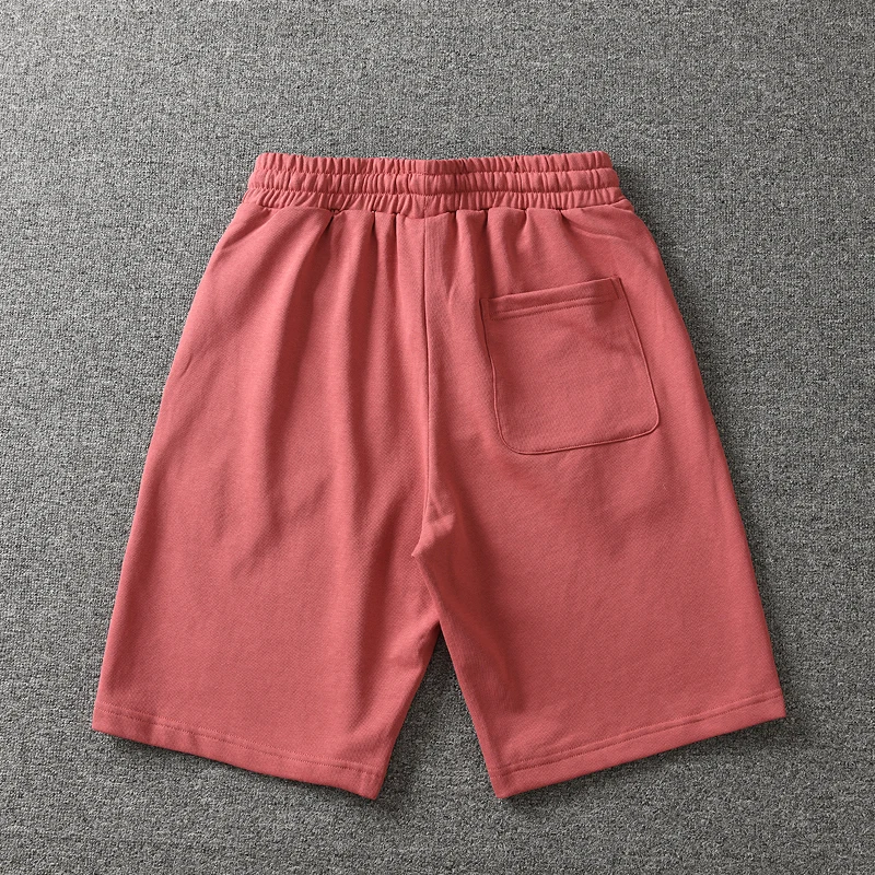 Short retrô americano masculino branco de Terry, calça casual esportiva lavada com elástico na cintura, cordão, moda verão, calça de 5 pontos