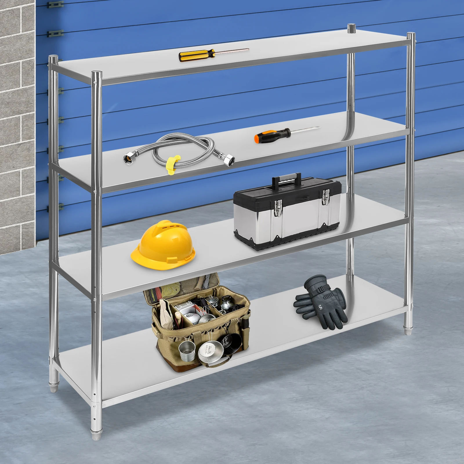 Stainless Steel Shelving 4 Tier Adjustable Shelf Storage Stainless Steel Heavy Duty Shelving