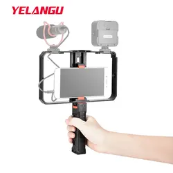 YELANGU Smartphone Video Stabilizer Rig Cage ABS for iPhone Android with Cold Shoe Mount Grip Tripod Mount for Filmmaking Vlog