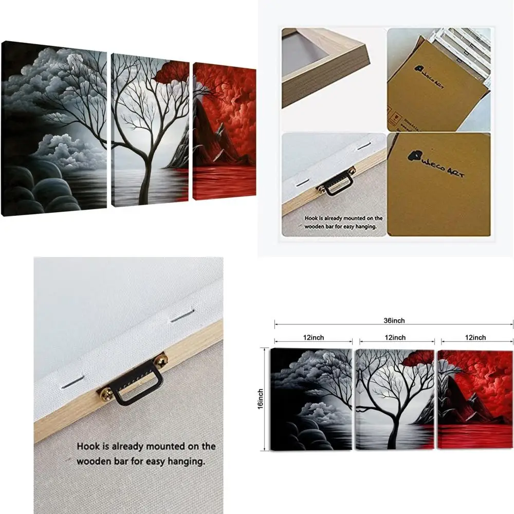 Wieco Art The Cloud Tree 3 لوحات الحديثة Giclee قماش يطبع عمل فني مجردة المناظر البحرية لوحات الاستنساخ صورة شاطئ البحر