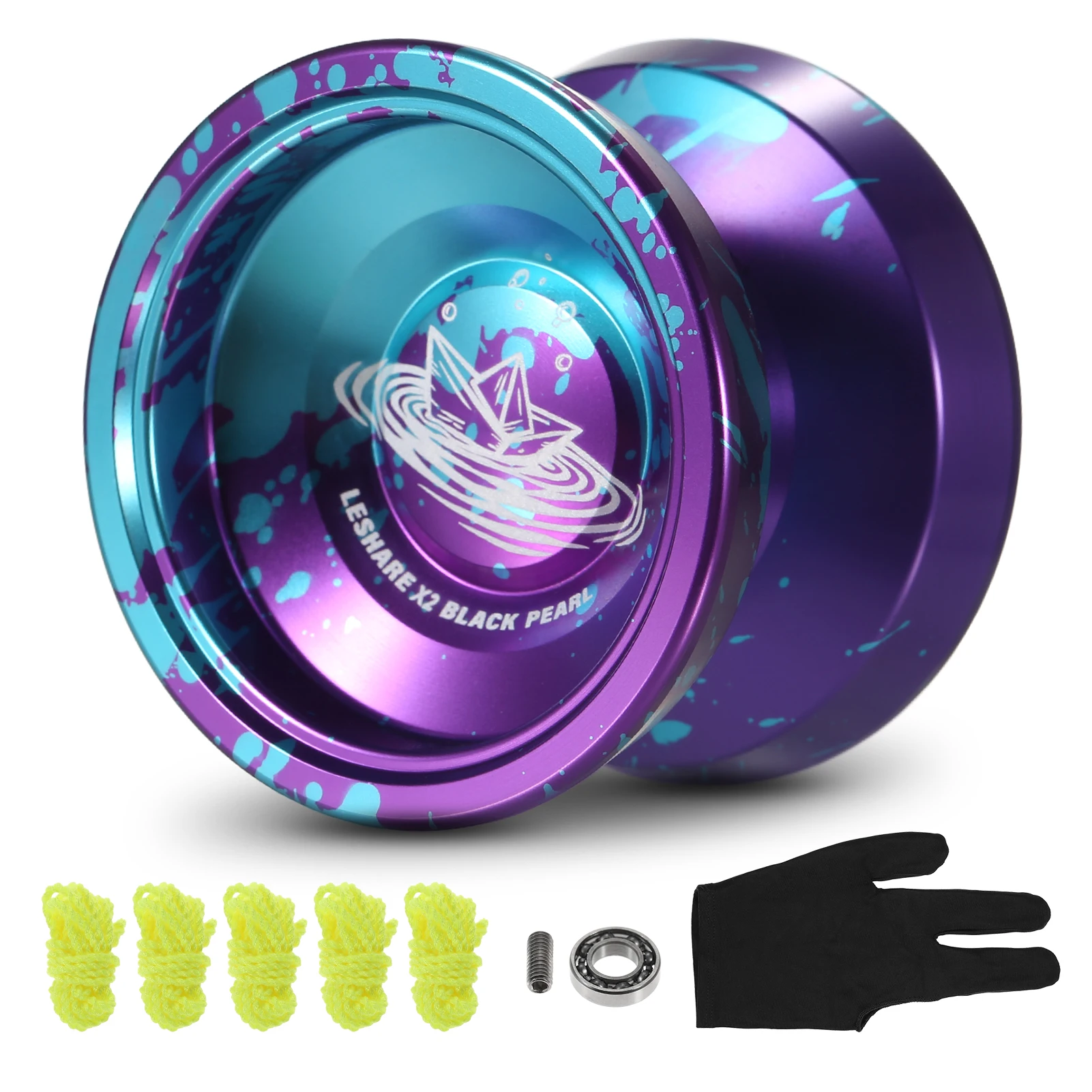 2 Pack Aluminum Yoyo Balls Competitive Yo Yo Gift with Bearing Strings and Gloves