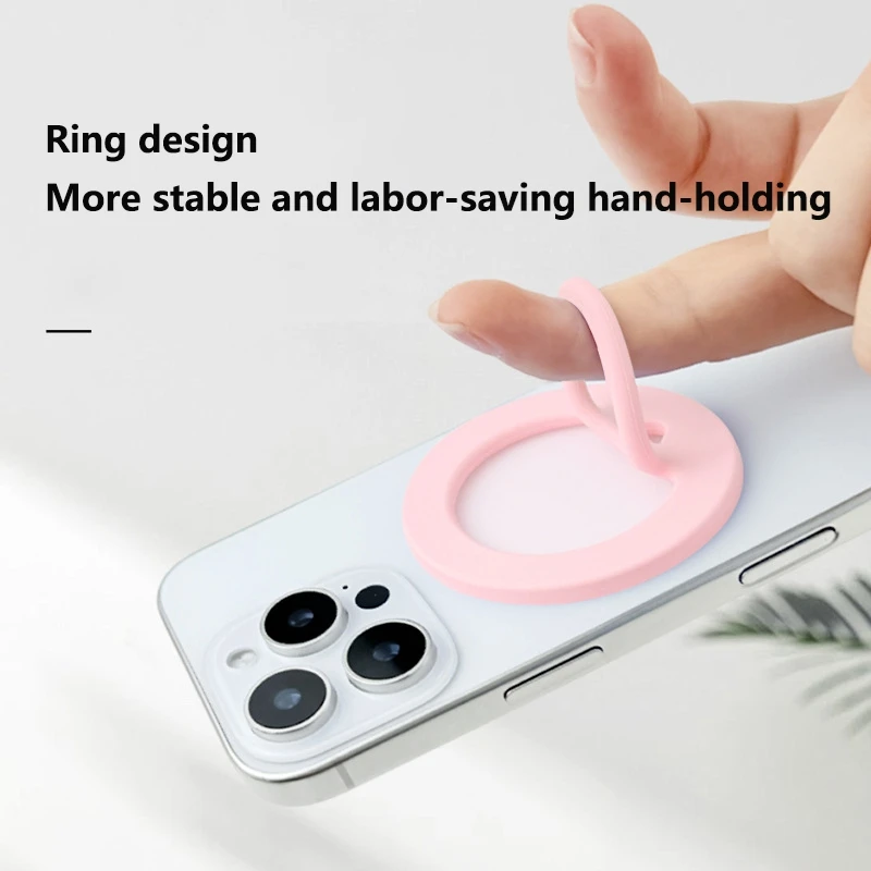 

Универсальный магнитный силиконовый держатель для кольца на палец, сильный магнит, круглая ручка, держатель для телефона для IPhone 17, 16, 15, в форме кольца MagSafe