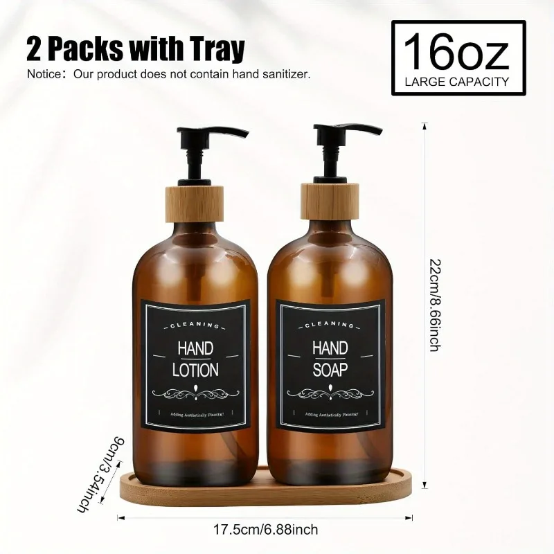 

1Set 16oz Amber Glass Soap Dispenser with Rustproof Pump Boston Round Bottle