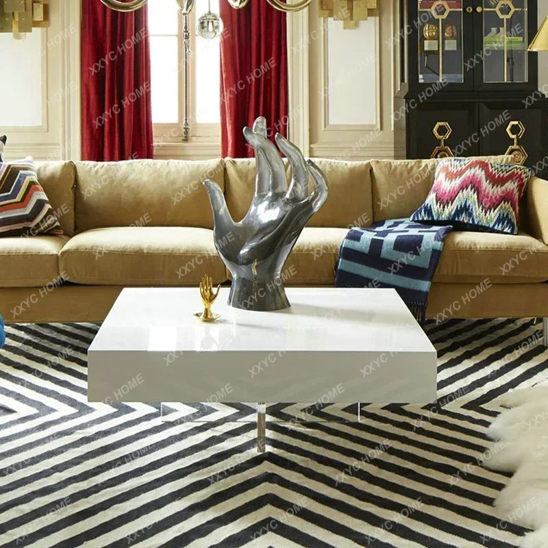 

QQHigh-end Light Luxury Villa Living Room Luxury Tree Trunk Coffee Table Piano Paint Surface High-permeability Acrylic