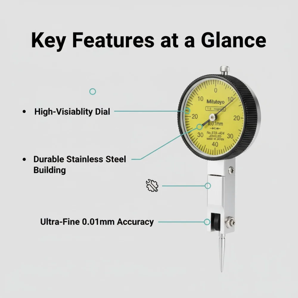 

Mitutoyo Dial Indicator 513-404 Range 0-0.8mm Accuracy 0.01mm High Quality and Precision in Japan Measuring Tools