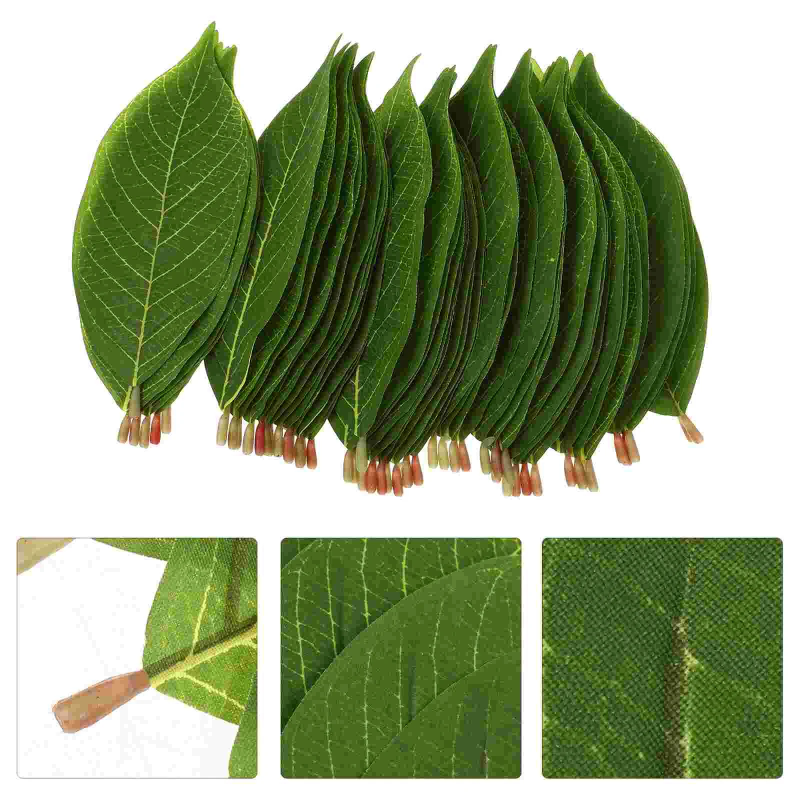 

50 Pcs Artificial Magnolia Leaves Faux Plant Flower Simulated Fake Pu Material Arrangement Scene Decor Bride Flowers