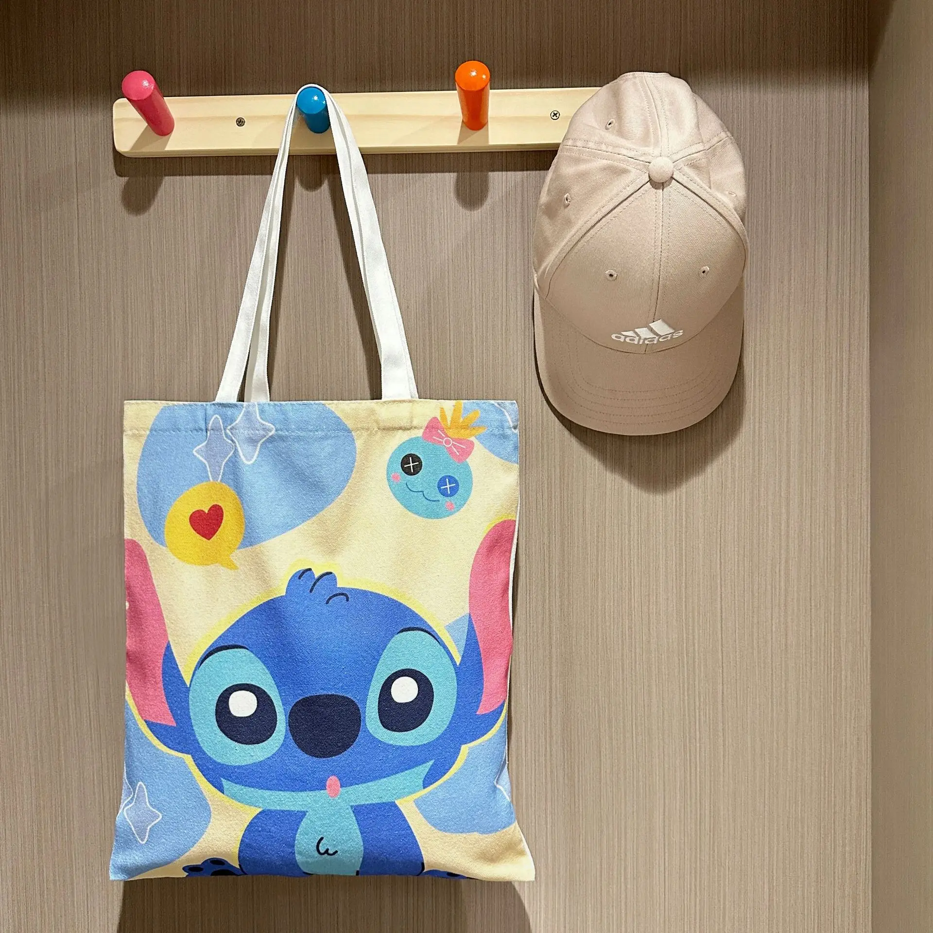 Disney Stitch Canvas Bag Large capacity cute cartoon crossbody bag student shoulder bag tote