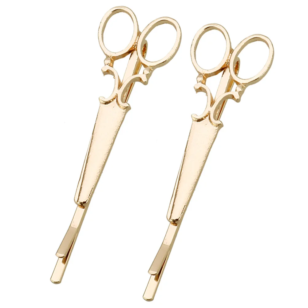 

2pcs Scissors Hair Clip Lightweight Barrette For Party Wedding Daily Scissors Clip Use Hair Pin Accessories Gold