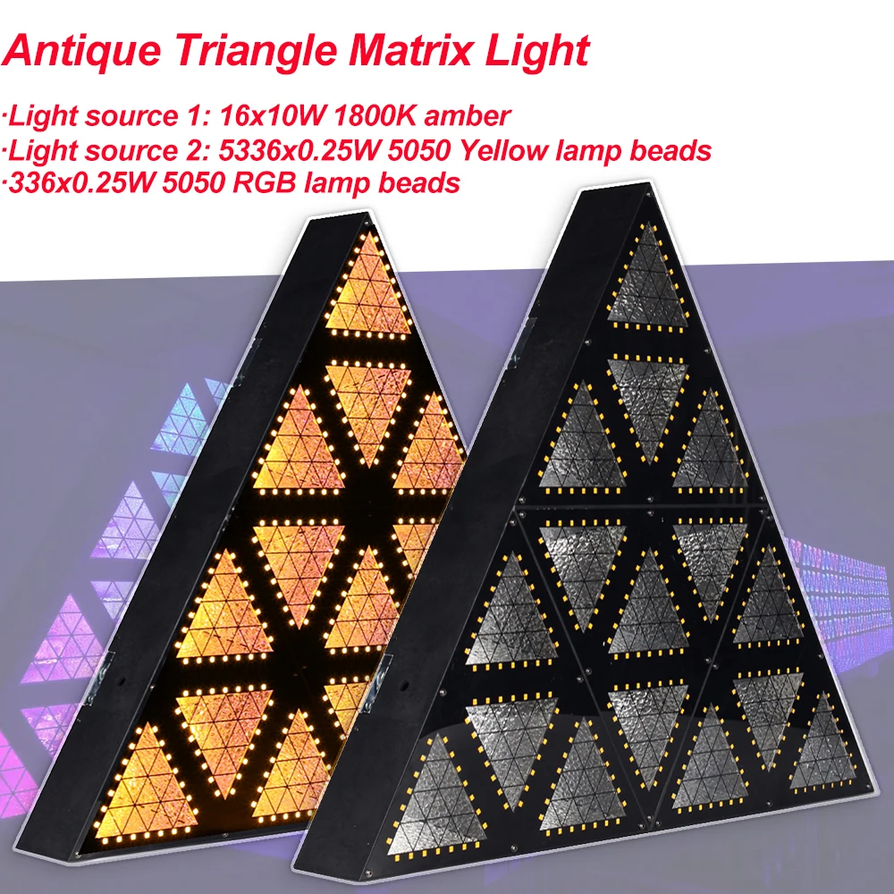 

16x10W + 336x0.3W RGB RDM Antique Triangle Matrix Light DJ Disco Party Background Lights DMX512 Wash Matrix Stage Strobe Effect