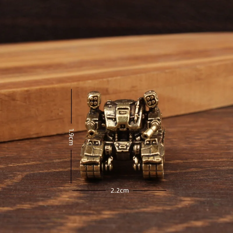 Vintage Brass Mini Mecha Tank Bulldozer Figurines Set Retro Sci Fi Style Desktop Ornament For Home