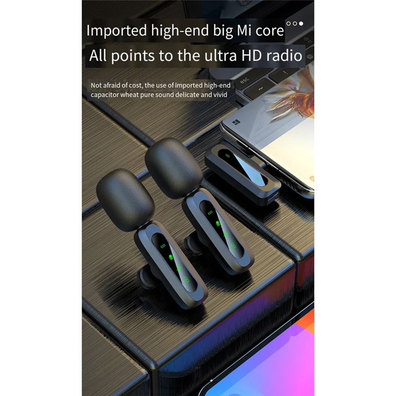 Lavalier Wireless Microphone, Portable Audio Recording Noise Reduction Microphone, For Mobile Phones/Computers/Tablets Durable-A