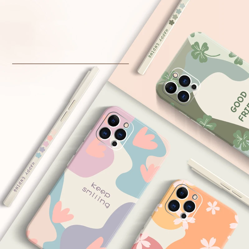 Case For iPhone 15 Case iPhone 14 Pro Max Cases Cartoon Flower Phone Case For iPhone 11 12 13 Pro XS X XR 7 8 Plus SE 2020 Cover