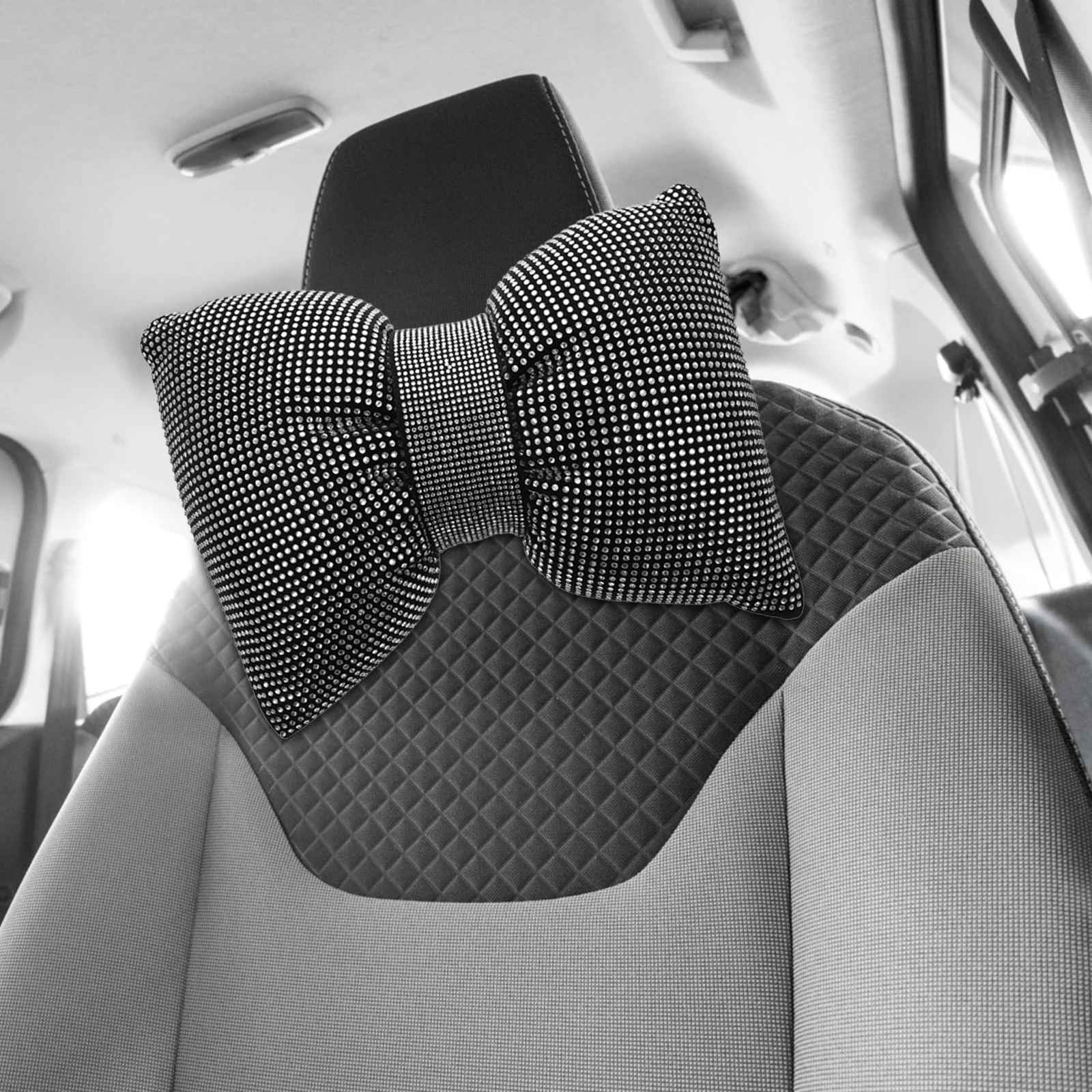 

Rhinestone Neck Support Car Headrest Pillow Polyester Cushion Elastic Travel Home Office Car Neck Pillow Chair