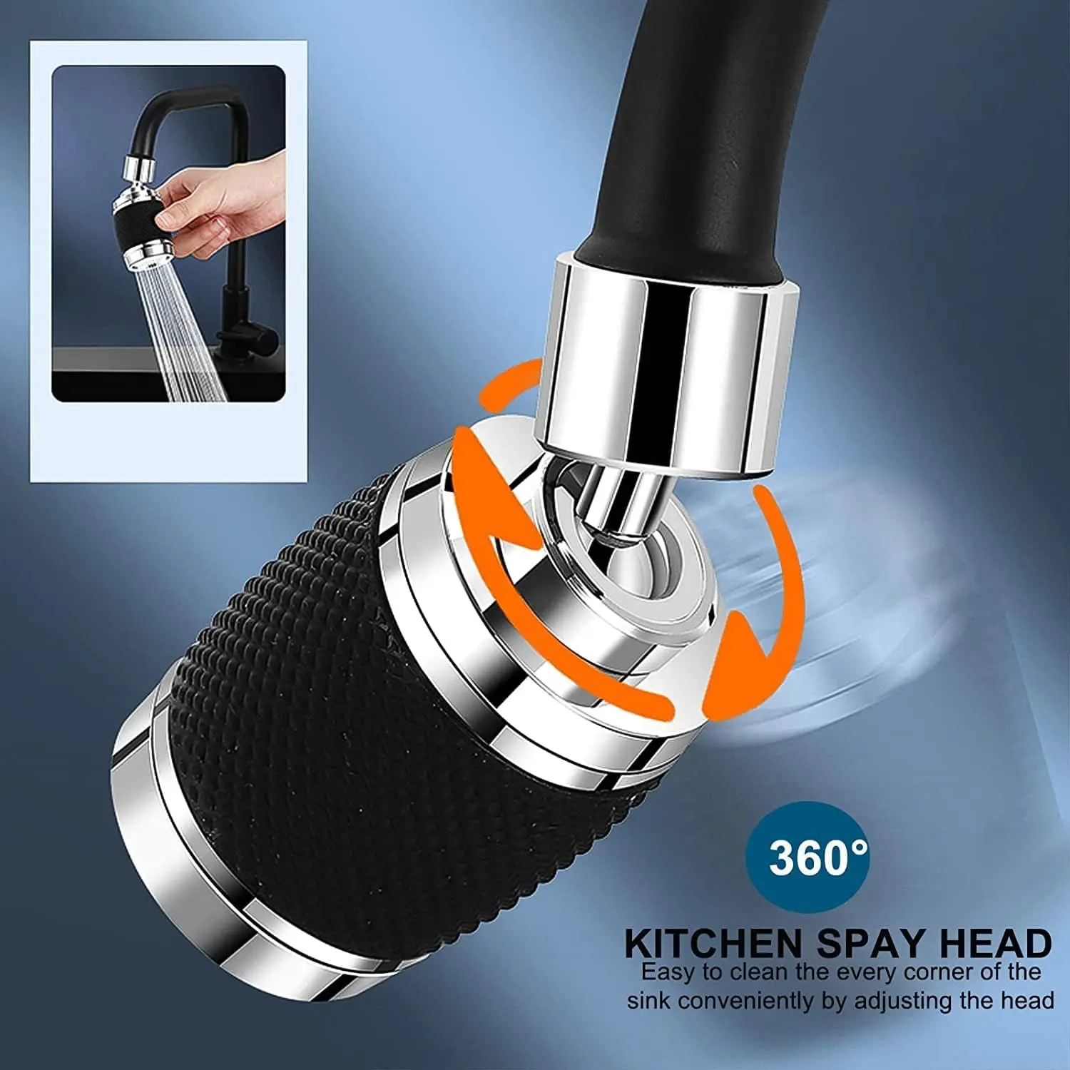 360 degree rotating faucet nozzle, 3 speed adjustment, alloy filter, shower, kitchen sink, filtration, splash proof press