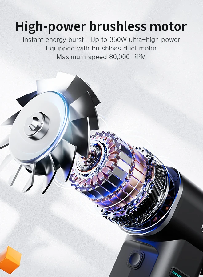 Jet Fan Ultra Electric Air Duster High-Speed Wind 80000 RPM Cordless Rechargeable Blower Infinite Variable Speed for Keyboard/PC