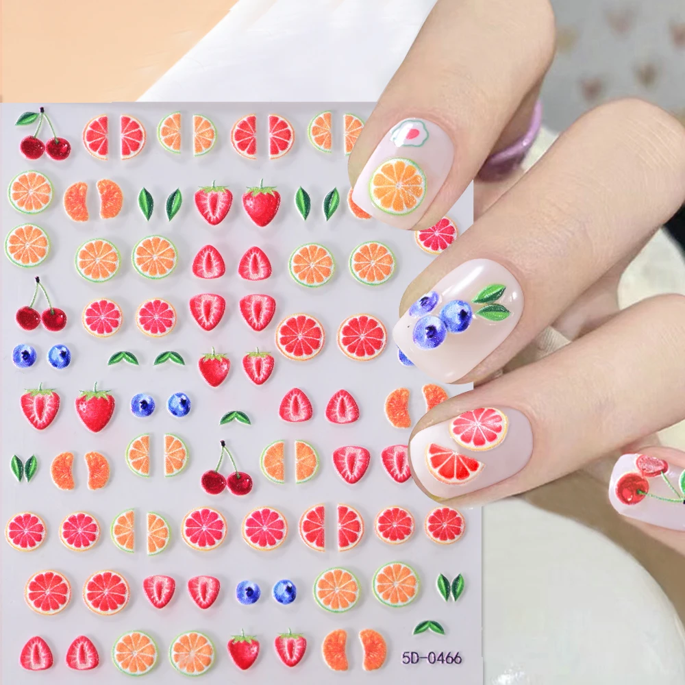 1 قطعة 5D الجريب فروت/الكرز/الفراولة مسمار ملصقات الكرتون الصيف الفواكه ذاتية اللصق الأظافر الشارات DIY بها بنفسك مسمار الفن زينة و 1