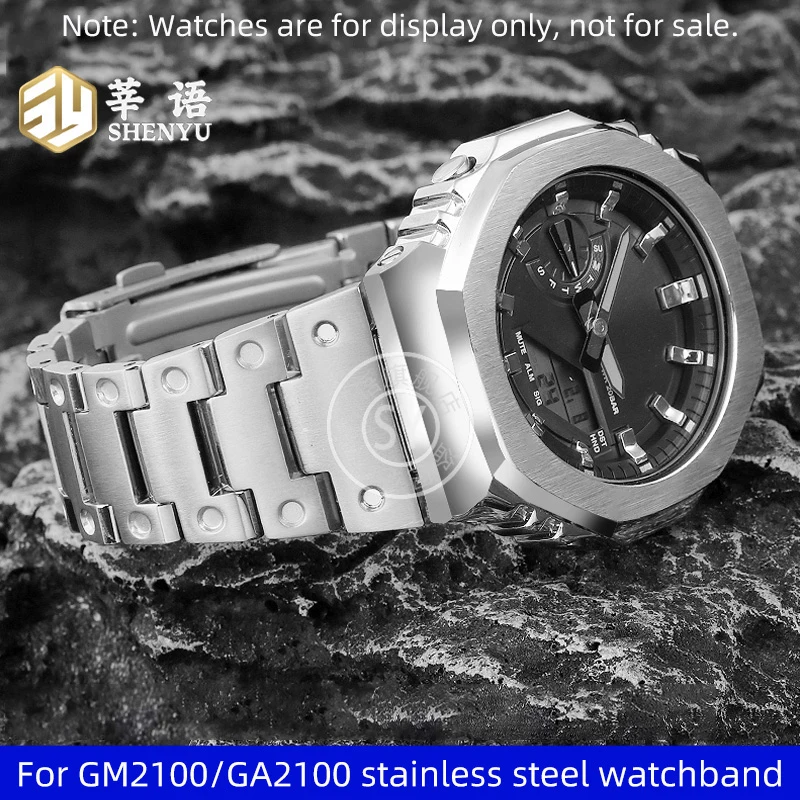 GA-2100 watchband For Casio G-SHOCK GM2100 GA2100 watch change the solid stainless steel metal strap black silver gold bracelet