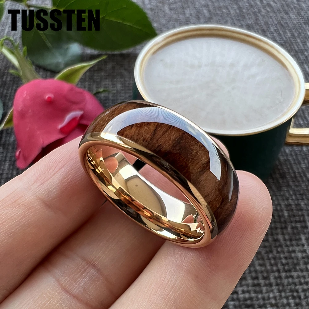 Dropshipping TUSSTEN 6MM/8MM Black Wedding Band Men Women Tungsten Carbide Ring Domed Polished Finish Comfort Fit