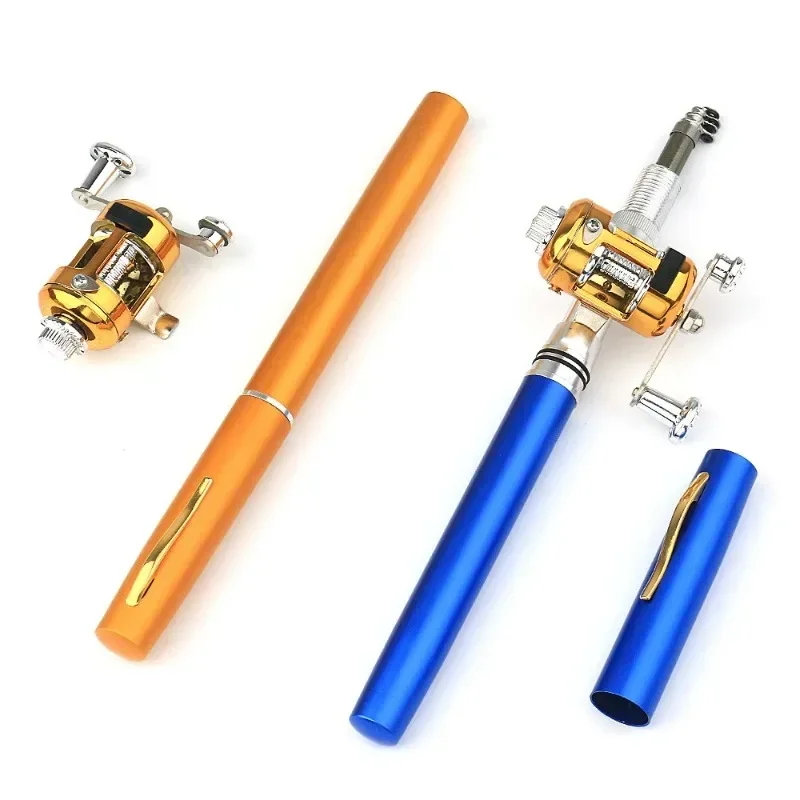 

1M Portable Pocket Telescopic Mini Fishing Pole Pen Shape Folded Fishing Rod with Reel Wheel Portable Mini Fishing Rod