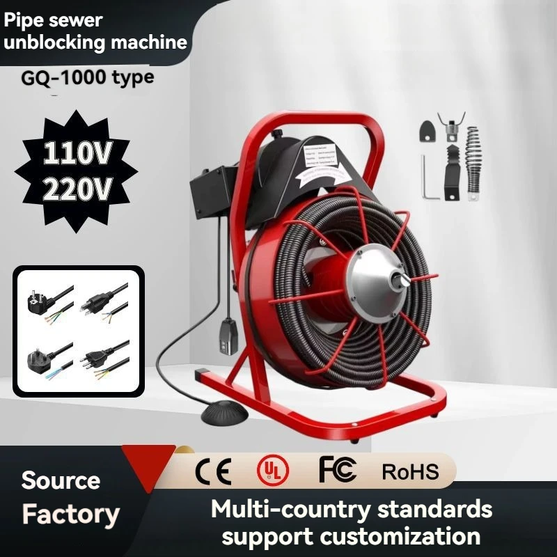 Electric Snake Drain Cleaning Machine, Automatic Pipeline Dredger for Household Sewer Drain Pipe Blockage Removal