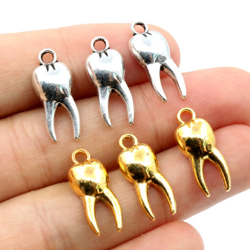 19x8mm 30 sztuk antyczne srebro pozłacane zębów ręcznie robiony wisiorek: DIY dla bransoletka naszyjnik — zdjęcie 3