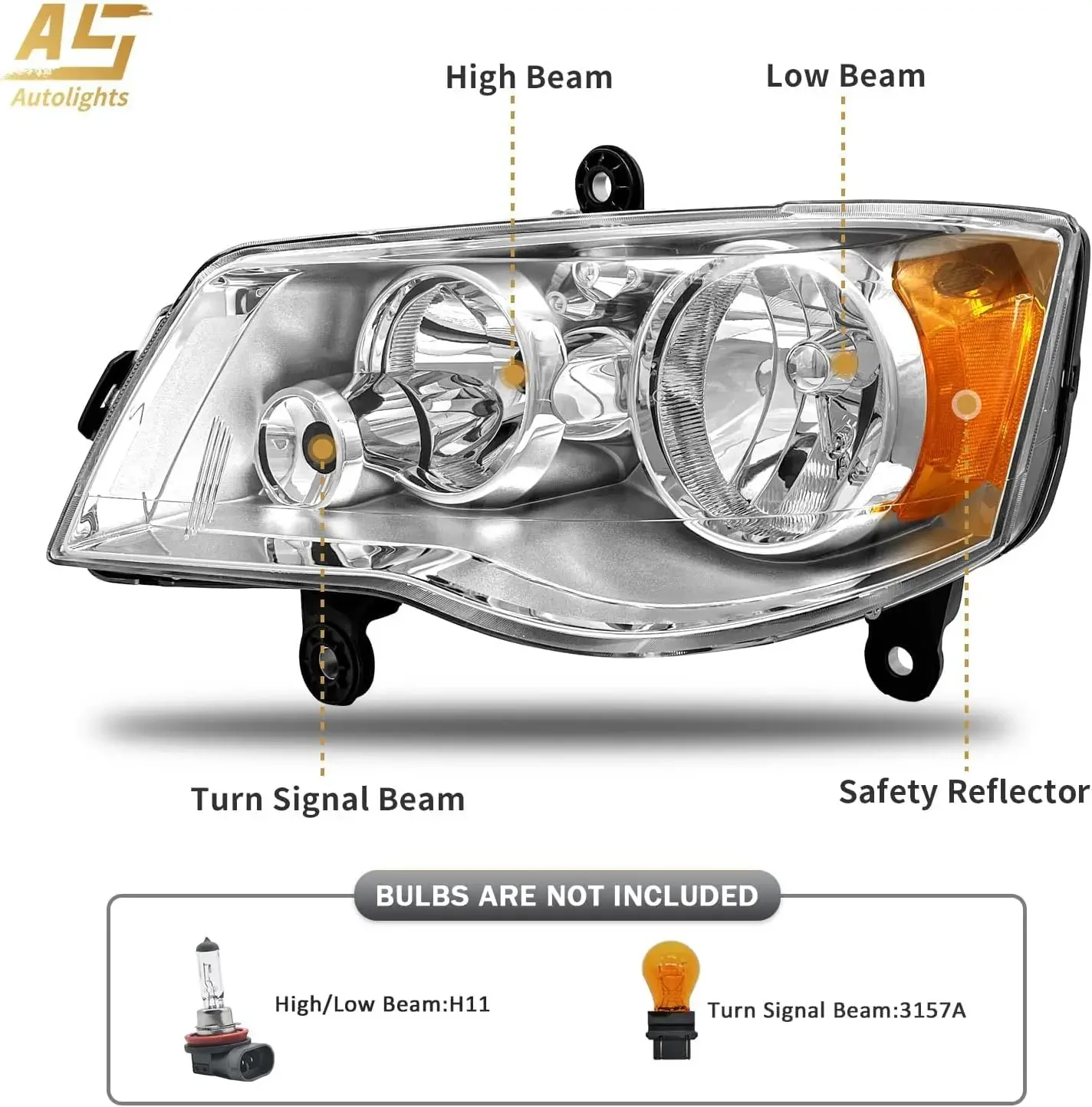 Headlight Assembly Compatible with 2011 2012 2013 2014 2015 2016 2017 2018 2019 2020 Grand Caravan /08-16 Chrysler Town