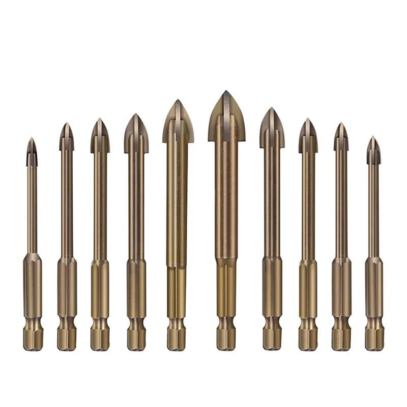 

10PC Efficient Universal Drilling Tool,Multi-Function Cross Alloy Drill Bit Tip Tools,Carbide Drill Tap Bit Set