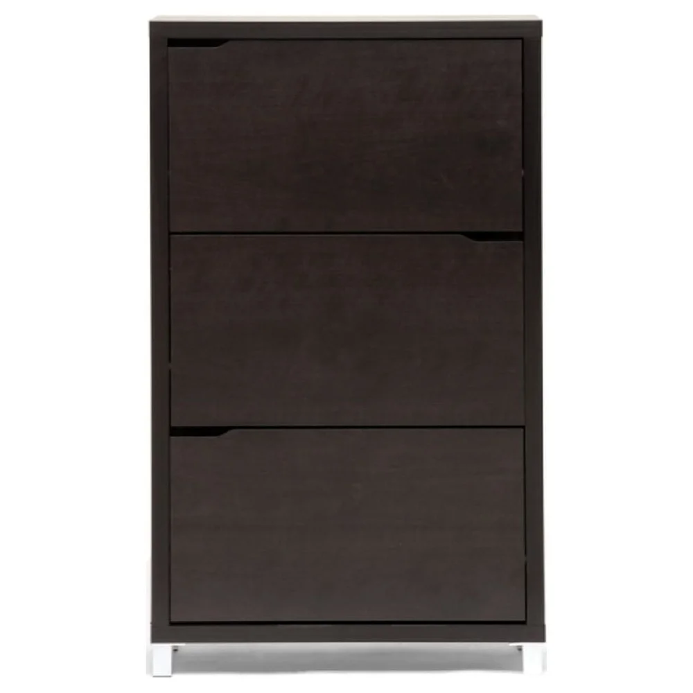 Modern Simms Shoe Cabinet Stylish Storage 18 Pairs Indoor Shoe Organizer with Three Doors Engineered Wood Frame Durable Design