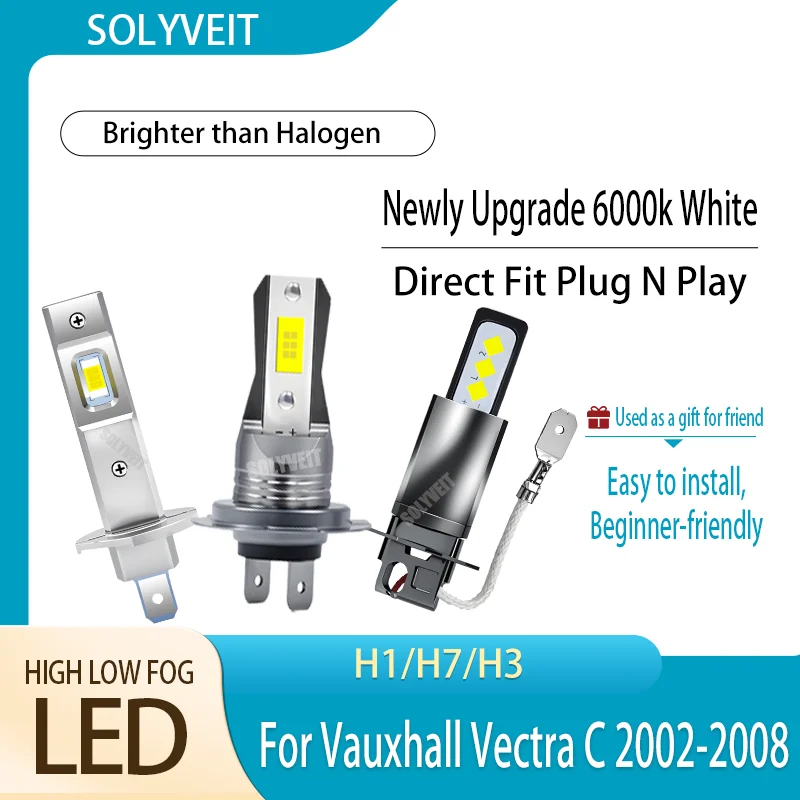 

H1 H7 H3 Car LED Main Dipped Beam Foglamp Kit Brighter than Halogen For Vauxhall Vectra C 2002 2003 2004 2005 2006 2007 2008
