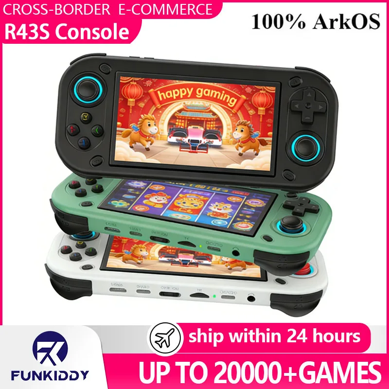 

FUNKIDDY R43S New Retro Handheld Game Consoles Linux System 4.3" IPS Screen Portable Video Player Support HDMI Out Game Playmate