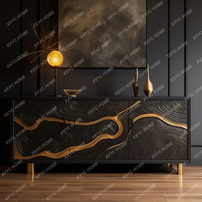 

A Medieval solid wood dining side cabinet light luxury high-end door cabinet designer art locker creative side cabinet