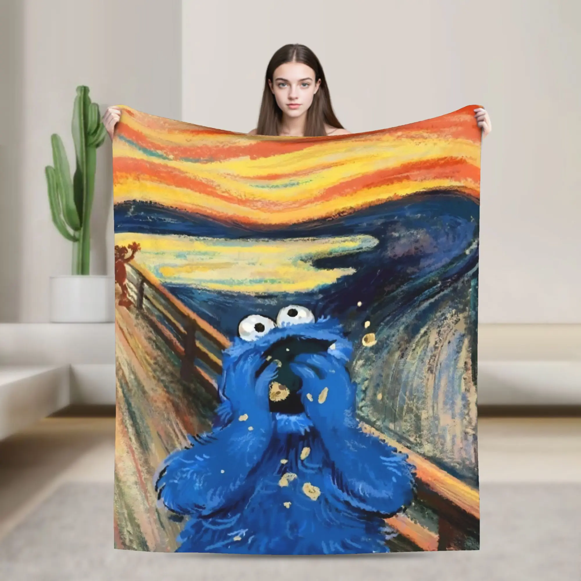 Warm Soft BlanketStudents Travel Cookie Monsters Throw Blanket  Flannel Bedspread For Couch Chair Sofa Bed Sofa Bed Cover