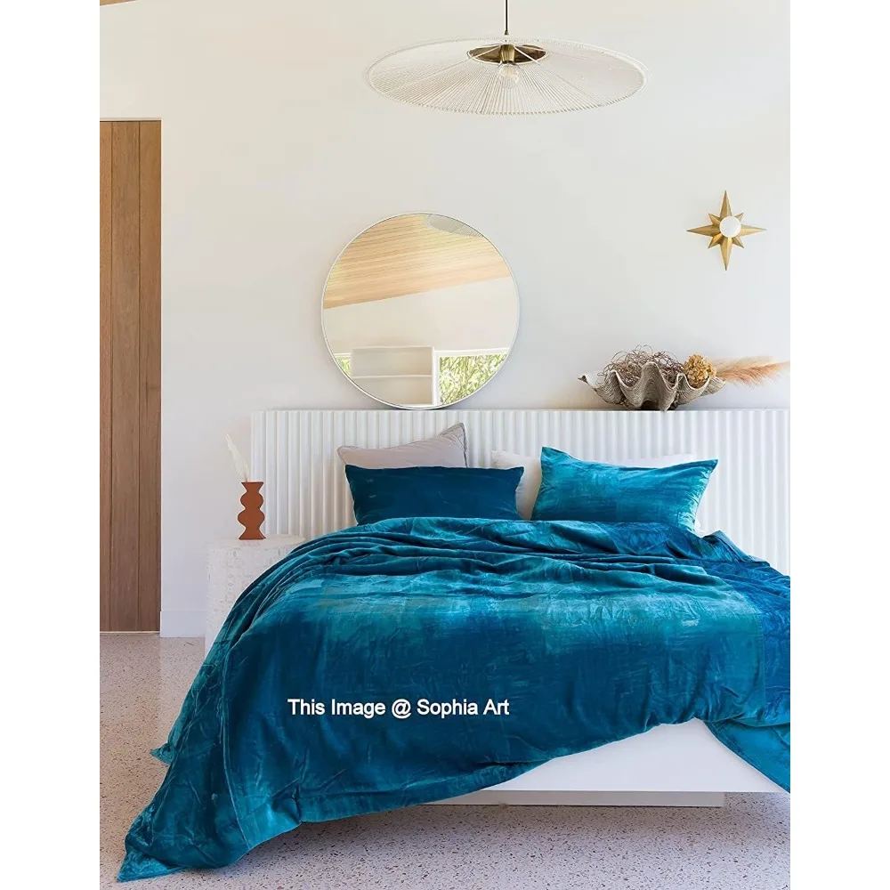 طقم غطاء لحاف بوهو مخملي رايون فاخر للغاية باللون الفيروزي الصلب سوبر كينج مقاس كبير غطاء لحاف UO 98x120 #3