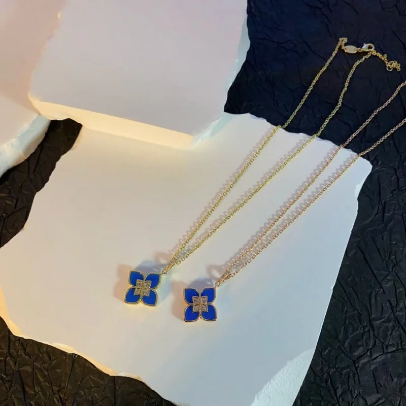 

New Flower Pendant Necklace for Women Romantic Cherry Blossom Gold Color Metal Chain Choker Girls Party Wedding Neck Jewelry